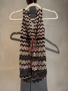 MISSONI Vintage Tied Front Halter Tank Top